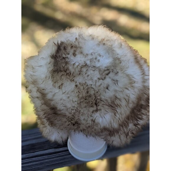 Vintage 60s Sheepskin Shearling Fur Hat With Pom Poms Made in Italy Boho Winter - Picture 6 of 16